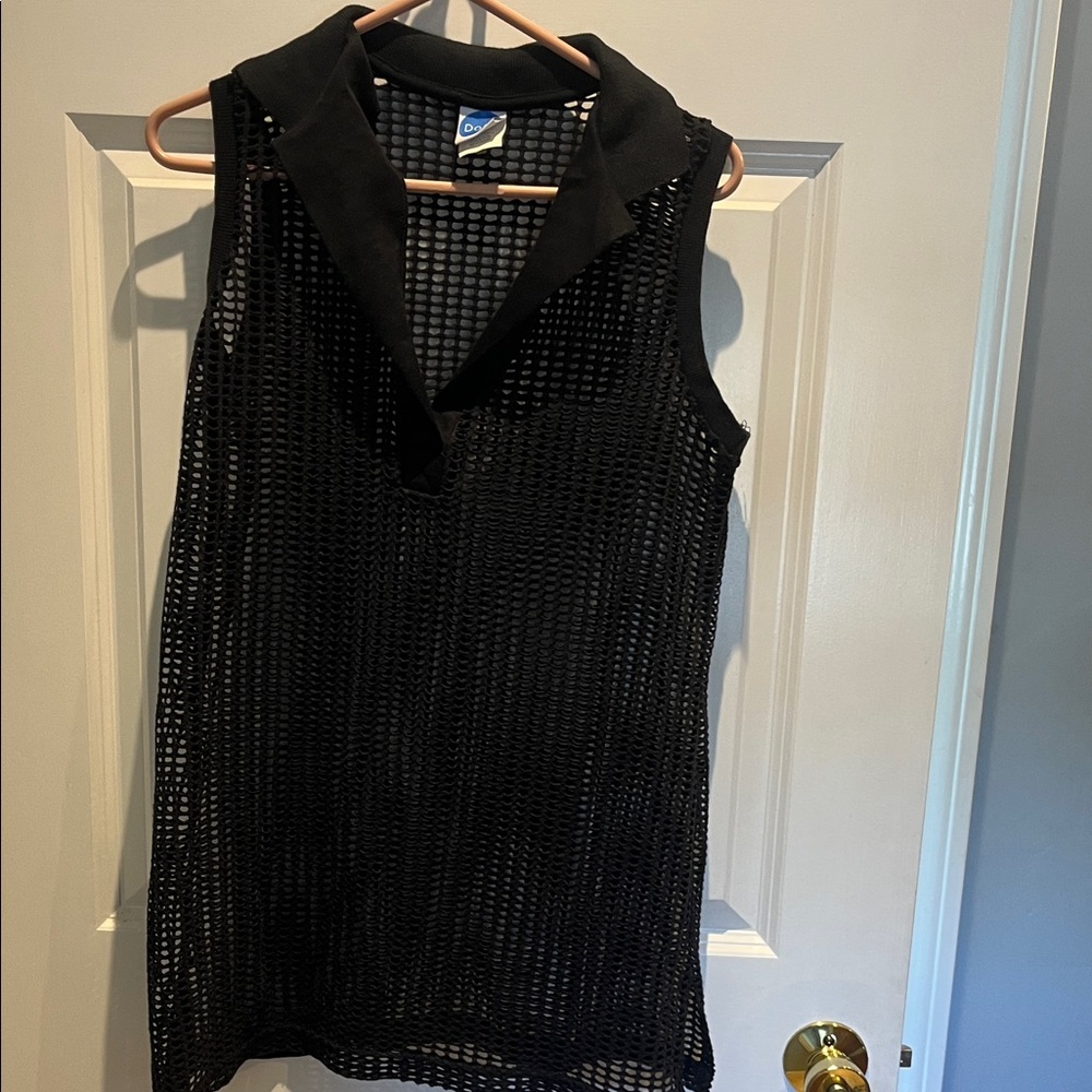 Black Mesh Sleeveless beach/pool cover up